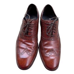 Cole Haan British Tan-Dark Chocolate Classic Modern Wingtip Lace Up Men Sz 10